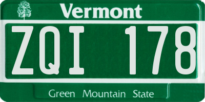 VT license plate ZQI178