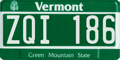 VT license plate ZQI186