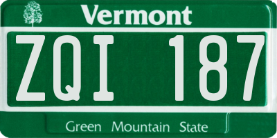 VT license plate ZQI187