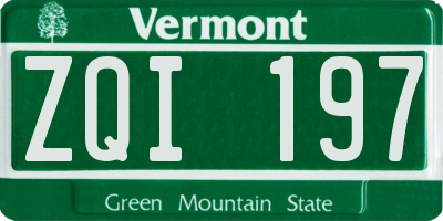 VT license plate ZQI197