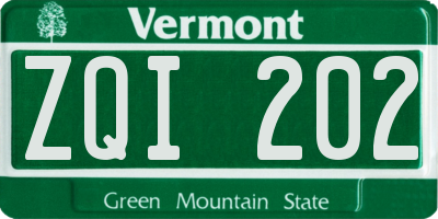 VT license plate ZQI202