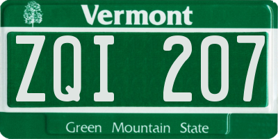 VT license plate ZQI207