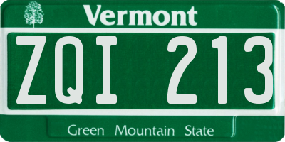 VT license plate ZQI213