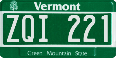 VT license plate ZQI221
