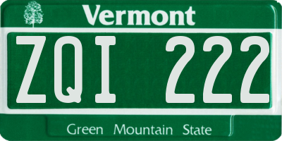 VT license plate ZQI222