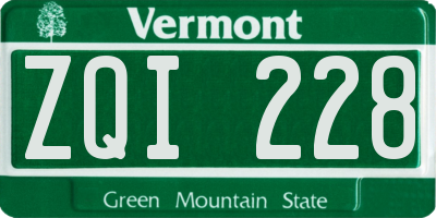 VT license plate ZQI228