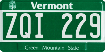 VT license plate ZQI229