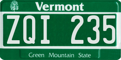 VT license plate ZQI235