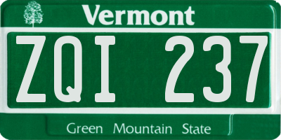 VT license plate ZQI237