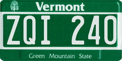 VT license plate ZQI240