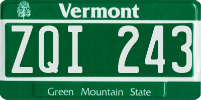 VT license plate ZQI243