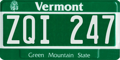 VT license plate ZQI247