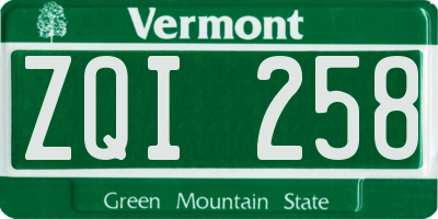 VT license plate ZQI258