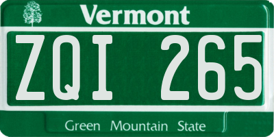 VT license plate ZQI265