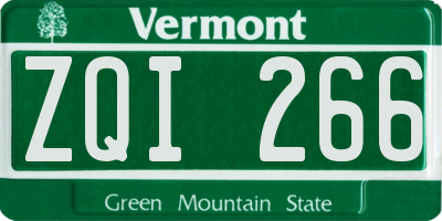 VT license plate ZQI266