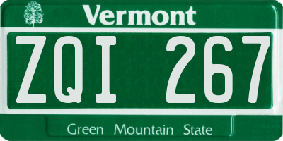VT license plate ZQI267