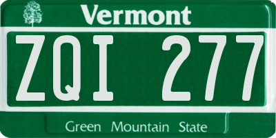 VT license plate ZQI277