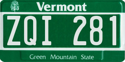 VT license plate ZQI281