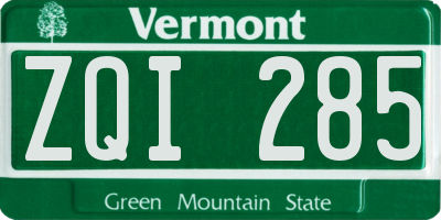 VT license plate ZQI285