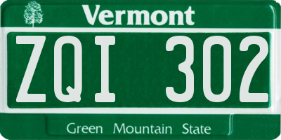 VT license plate ZQI302