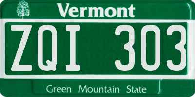 VT license plate ZQI303