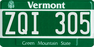 VT license plate ZQI305