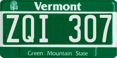 VT license plate ZQI307