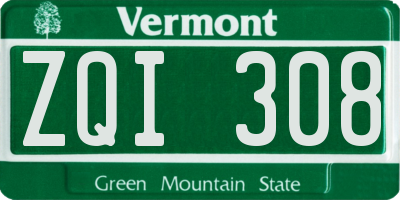 VT license plate ZQI308