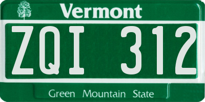 VT license plate ZQI312