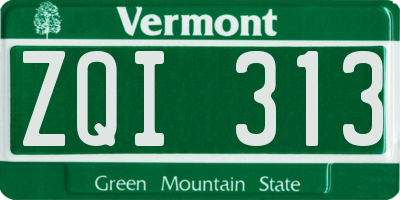 VT license plate ZQI313