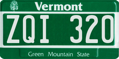 VT license plate ZQI320