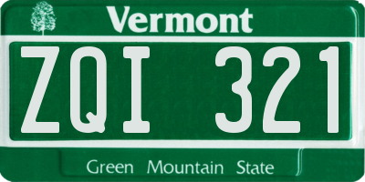 VT license plate ZQI321