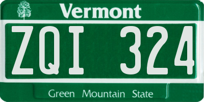 VT license plate ZQI324