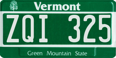 VT license plate ZQI325
