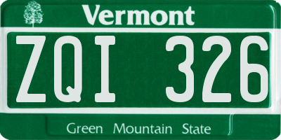 VT license plate ZQI326