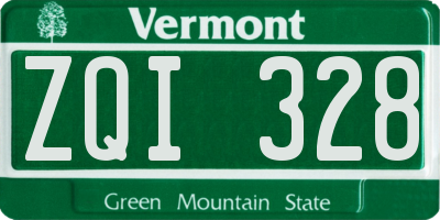 VT license plate ZQI328