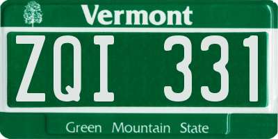 VT license plate ZQI331