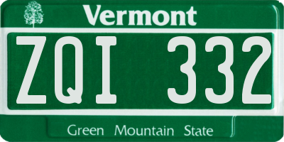 VT license plate ZQI332