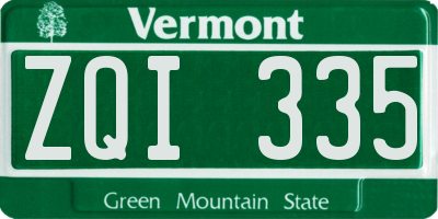 VT license plate ZQI335