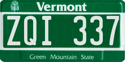VT license plate ZQI337