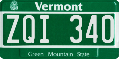 VT license plate ZQI340