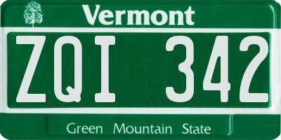 VT license plate ZQI342