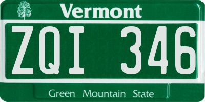 VT license plate ZQI346
