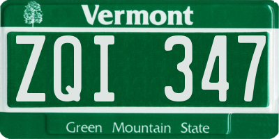 VT license plate ZQI347
