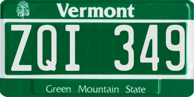 VT license plate ZQI349