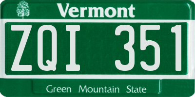 VT license plate ZQI351