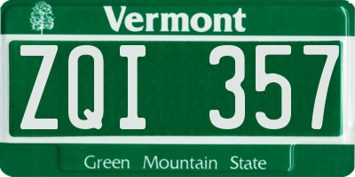 VT license plate ZQI357