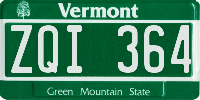 VT license plate ZQI364