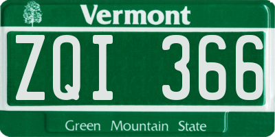 VT license plate ZQI366