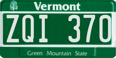 VT license plate ZQI370